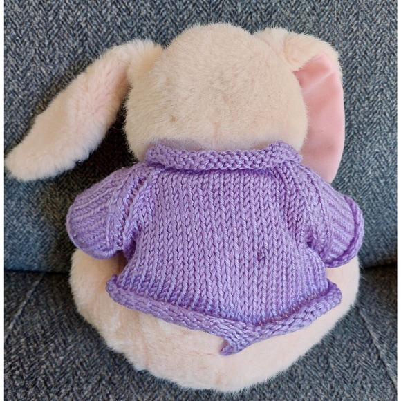 Sugarloaf Bunny Plush Stuffed Animal w/ Purple Knit Sweater & Tulip Flower - Picture 5 of 9
